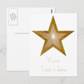 Carte postale Gold Star 'Your Text' blanche (Devant / Derrière)