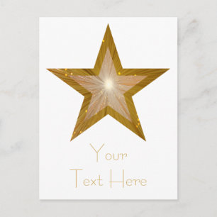 Carte postale Gold Star 'Your Text' blanche