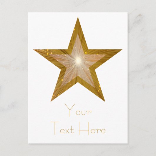 Carte postale Gold Star 'Your Text' blanche (Devant)