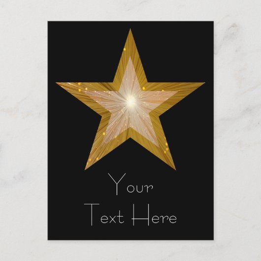 Carte postale Gold Star 'Your Text' en noir (Devant)