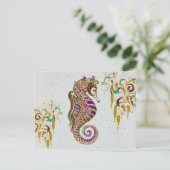 Carte Postale Gold Summer Rainbow Seahorse Parties scintillant (Debout devant)