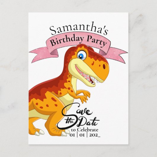 Carte Postale Gold T Rex, Joyeuse fille d'anniversaire (Devant)