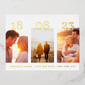 Carte Postale GOLD Three Photo QR CODE Enregistrer (Recto)