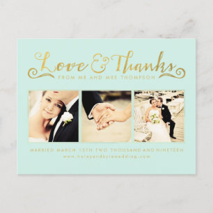 Carte Postale Gold Wedding Thank You Script Typografy Photo