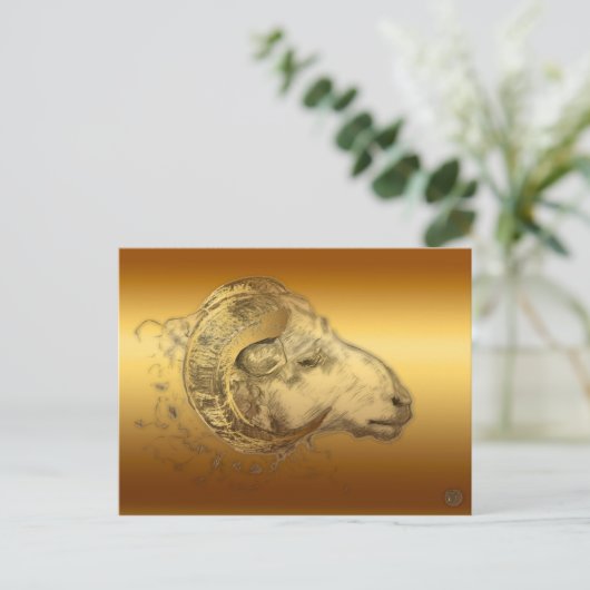 Carte Postale Golden Aries Ram Western Chinese Astrologie (Debout devant)