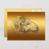 Carte Postale Golden Aries Ram Western Chinese Astrologie (Devant / Derrière)