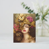 Carte Postale Golden Beauty Steampunk Art numérique (Debout devant)