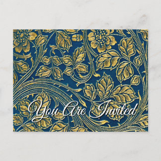 Carte postale Golden Blue Elegance Invitation
