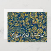 Carte postale Golden Blue Elegance Invitation (Devant / Derrière)
