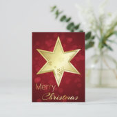 Carte postale Golden Christmas Star Red Bokeh Holi (Debout devant)