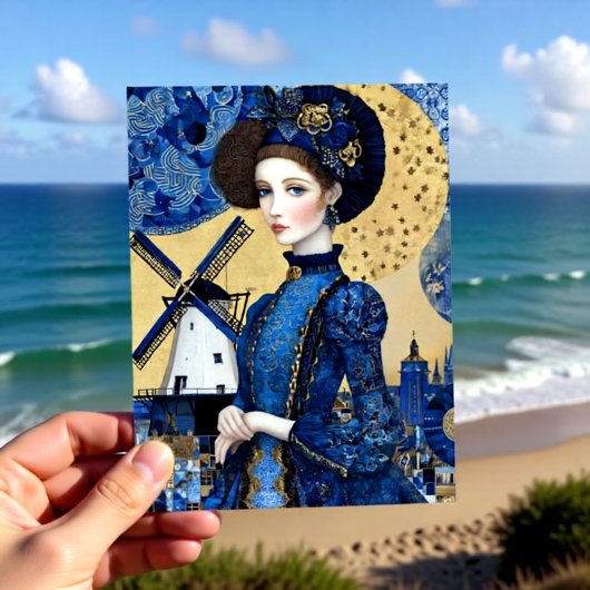 Carte Postale Golden Dutch Woman Landscape