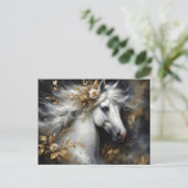 Carte Postale Golden Floral White Horse Art (Debout devant)