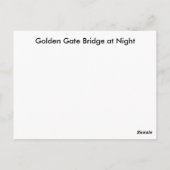 Carte Postale Golden Gate Bridge à la nuit (Dos)