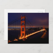 Carte Postale Golden Gate Bridge à la nuit | San Francisco, CA (Devant / Derrière)