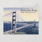 Carte Postale Golden Gate Bridge San Francisco Watercolor Art (Devant)