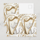 Carte Postale Golden Harp Cat Postcard – Elegant Fantasy Art (Devant / Derrière)