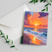 Carte Postale Golden Hour Orange Sunset Beach Peinture Océan