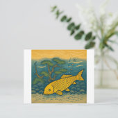 Carte Postale Golden Koi Japanese Art (Debout devant)