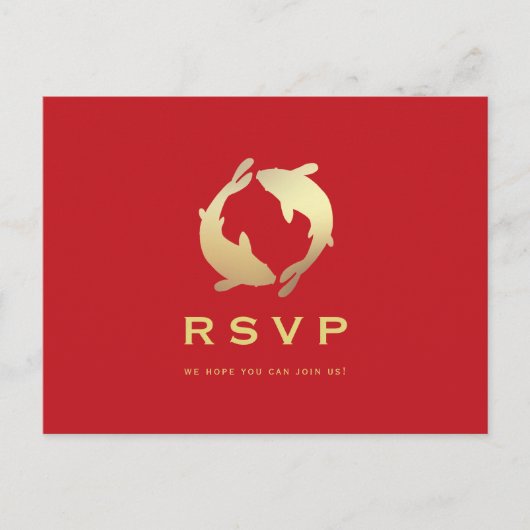 Carte Postale Golden Koi RSVP Mariage (Devant)