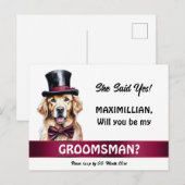 Carte Postale Golden labrador groomsman proposition Bourgogne tu (Devant / Derrière)