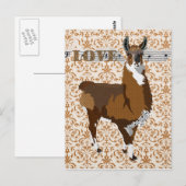 Carte postale Golden Llama Love Damask (Devant / Derrière)