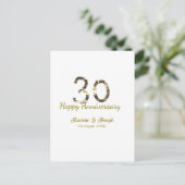 Carte Postale Golden Metallic 30th Happy anniversary add name (Debout devant)