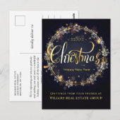 Carte Postale Golden Navy Noël Snowflake Accueil d'entreprise (Devant / Derrière)