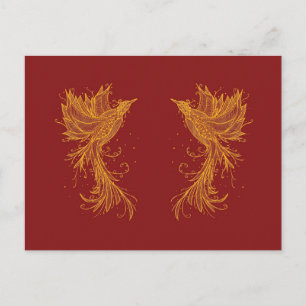 Carte Postale Golden Phoenix Twins sur Red