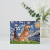Carte Postale Golden Retriever 3 - Nuit étoilée (Debout devant)