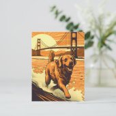 Carte Postale Golden-Retriever au Golden Gate Bridge (Debout devant)