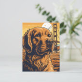 Carte Postale Golden-Retriever au Golden Gate Bridge (Debout devant)