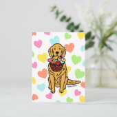 Carte Postale Golden Retriever Cartoon Hearts (Debout devant)