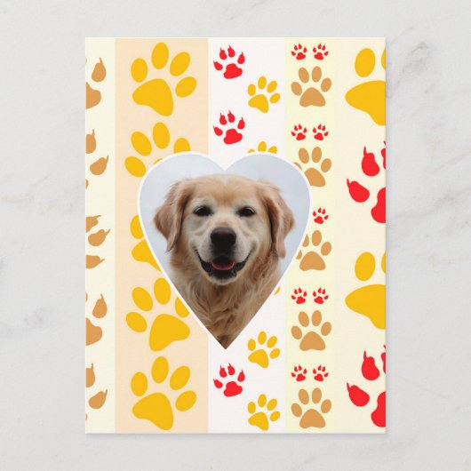 Carte Postale Golden Retriever Chien Coeurs Pâtes Imprimer (Devant)