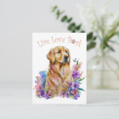 Carte Postale Golden Retriever Chien Maman Floral (Debout devant)