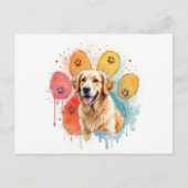 Carte Postale Golden Retriever Dog dans un Empreinte de patte (Devant)
