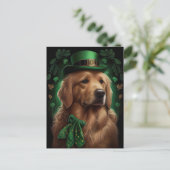 Carte Postale Golden Retriever Dog in St. Patrick's Day (Debout devant)
