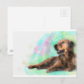 Carte Postale Golden Retriever Dog Water peinture couleur (Devant / Derrière)