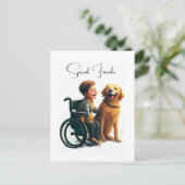 Carte Postale Golden Retriever et Boy (Debout devant)