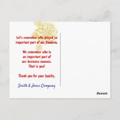 Carte Postale Golden Retriever Et Merci Drapeau Américain (Dos)