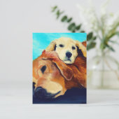Carte Postale Golden Retriever et Puppy (Debout devant)