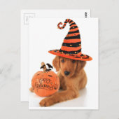 Carte Postale Golden Retriever Halloween Design (Devant / Derrière)