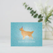 Carte Postale Golden Retriever Happy Birthday Design (Debout devant)