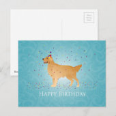 Carte Postale Golden Retriever Happy Birthday Design (Devant / Derrière)