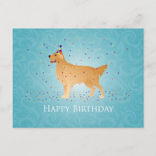 Carte Postale Golden Retriever Happy Birthday Design (Devant)