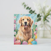 Carte Postale Golden Retriever Happy Pâques (Debout devant)