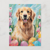Carte Postale Golden Retriever Happy Pâques (Devant)