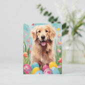 Carte Postale Golden Retriever Happy Pâques (Debout devant)