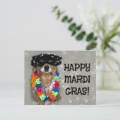 Carte Postale Golden Retriever heureux Mardi Gras (Debout devant)