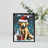 Carte Postale Golden Retriever Joyeux Noël Père Noël Chien vacan (Debout devant)