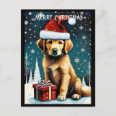 Carte Postale Golden Retriever Joyeux Noël Père Noël Chien vacan (Devant)